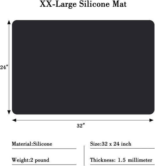Gartful Extra Large Silicone Mats for Countertop, 28" by 20" Multipurpose Mat, Counter Table Protector, Desk Saver Pad, Placemat Nonstick Nonskid Heat-Resistant Pad, Black