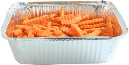 PARTY BARGAINS 4 lb Aluminum Pans with Board Lids, 50 Pack – 12 x 8 in Disposable Foil Roasting & Steam Table Pans for Catering, Takeout, Meal Prep, Oven Safe up to 240°C