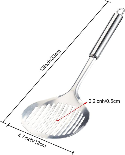 TENTA Kitchen Multi Kitchen Utensil Stainless Steel Cooking Skimmer Slotted Fish Turner Spatula Spoon Colander Drain Water Filter Spoon Hot Pot Scoop Comfortable Grip Design Strainer Ladle for Kitchen