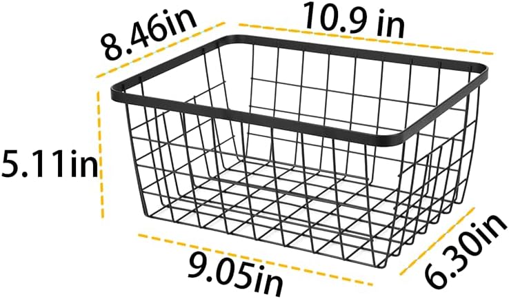 Kitchen Wire Baskets Farmhouse Decor Metal Food Storage Organizer,Household Refrigerator Bin with Built-in Handles for Cabinets, Pantry, Bathroom,2 Packs(white)