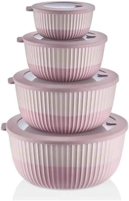 Mixing Bowls with Lids, 8-Piece Airtight Leak-Proof Nesting BPA-Free Bowl Set for Kitchen & Food Storage, Large 4200ml Capacity, Microwave & Dishwasher Safe
