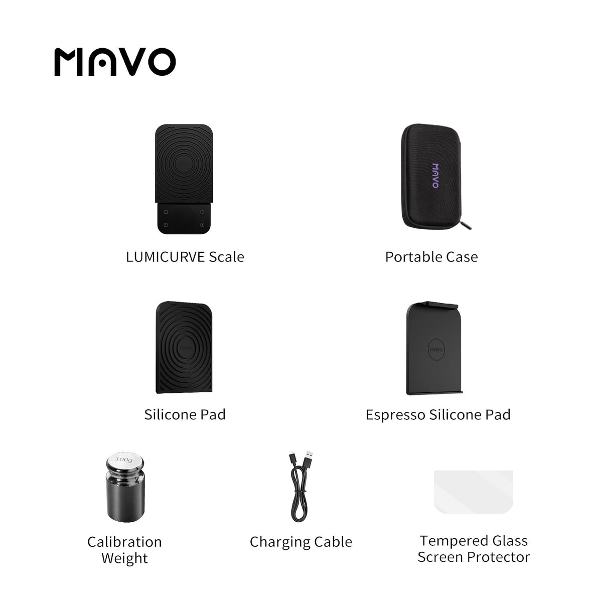 MAVO Lumicurve Coffee Scale with Timer, Rechargeable Pour Over Coffee Scale
