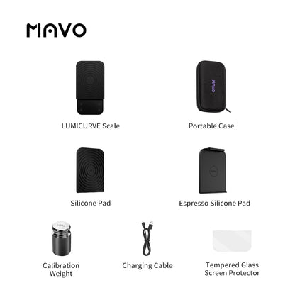MAVO Lumicurve Coffee Scale with Timer, Rechargeable Pour Over Coffee Scale