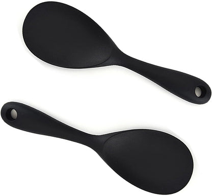 Dioycli 2 Pcs Rice Spoon Paddle Non-Stick Serving Spoon for Cookers, Black