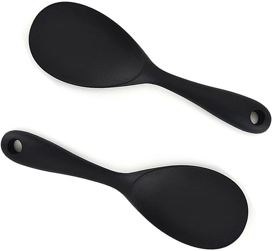 Dioycli 2 Pcs Rice Spoon Paddle Non-Stick Serving Spoon for Cookers, Black