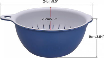 uxcell Kitchen Strainer Colander Bowl Set, Small Double Layer Drain Basin and Basket Suitable for Fruits, Vegetables, Pasta, Berry - Purple
