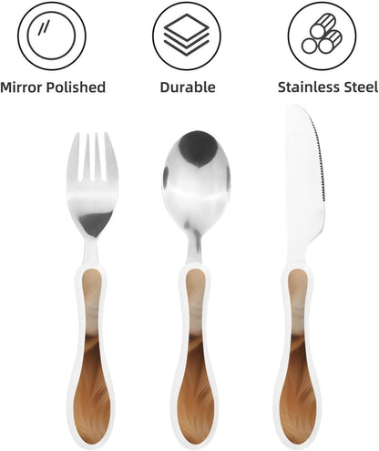 3-Piece Kids Silverware Set With Storage Case, Stainless Steel Reusable Children Safe Knife Spoon Fork Set Shih Tzu Dog Children Flatware Set For Kids Lunch Box