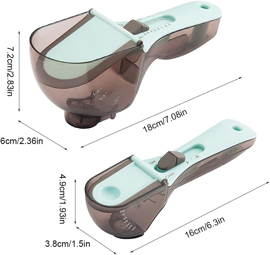 Adjustable Measuring Spoons, Push-Pull Design Baking Measuring Spoon, Kitchen Spoon with Magnetic Base & Hanging Hole, Precise Measurement for Dry Liquid Ingredients