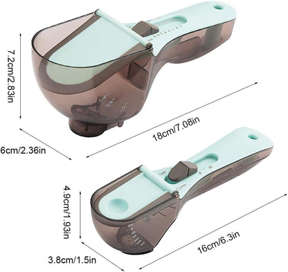 Adjustable Measuring Spoons, Push-Pull Design Baking Measuring Spoon, Kitchen Spoon with Magnetic Base & Hanging Hole, Precise Measurement for Dry Liquid Ingredients