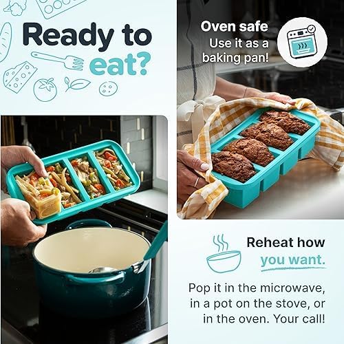 Souper Cubes 2 Cup Silicone Freezer Tray with Lid, Perfect for Storing Lasagna, Leftovers, Sauces, Portioned Meals and More, Silicone Freezer Mold for Meal Prepping - Blueberry - 1-Pack