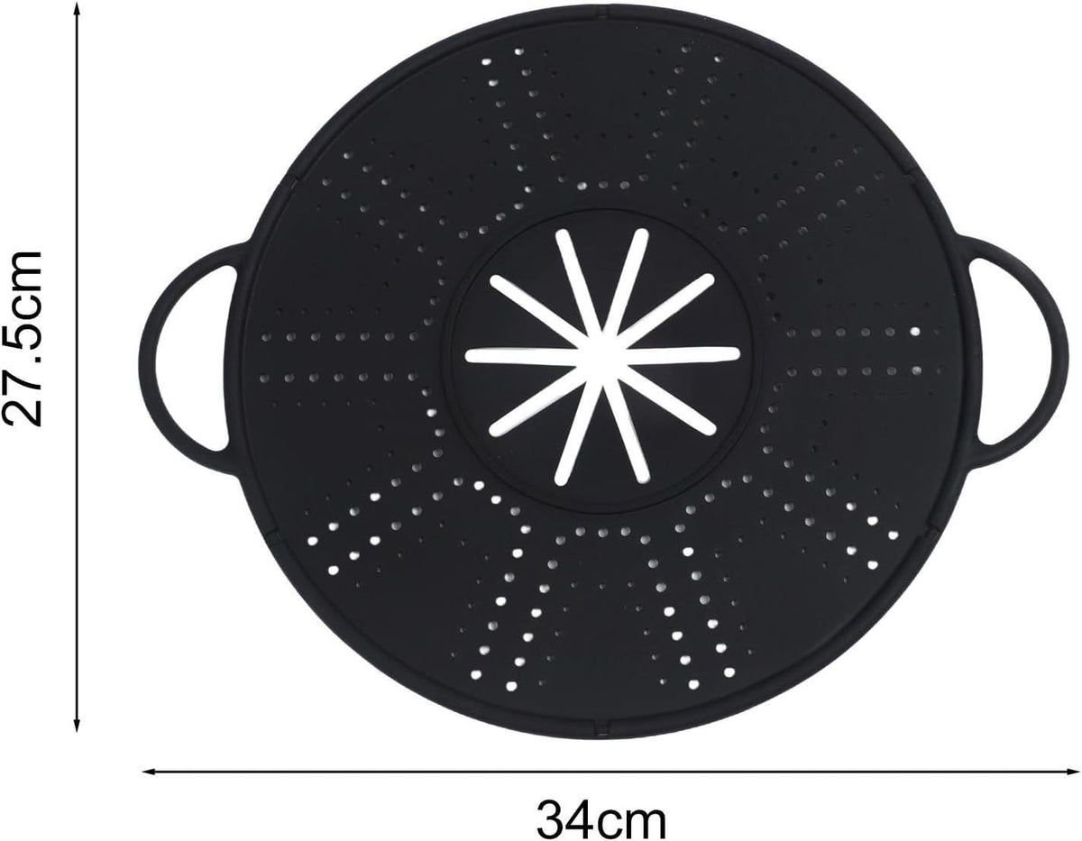 Silicone Spill Stopper Lid and Pot Holder, Heat-Resistant Food-Grade Cover for Boil-Over Prevention, Steaming, Insulation and Multi-Pot Compatibility(black)