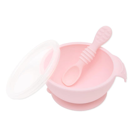 Bumkins Baby Bowl, Silicone Feeding Set with Suction for Baby and Toddler, Includes Spoon and Lid, First Feeding Set, Training Essentials for Baby Led Weaning for Babies 4 Months Up, Sage