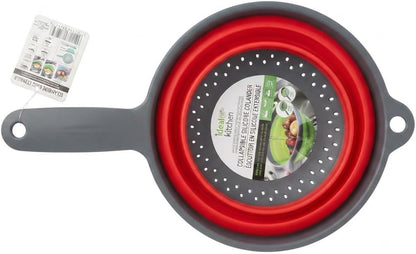 Collapsible Colander with Handle Space Saving Silicone Folding Strainer Blue