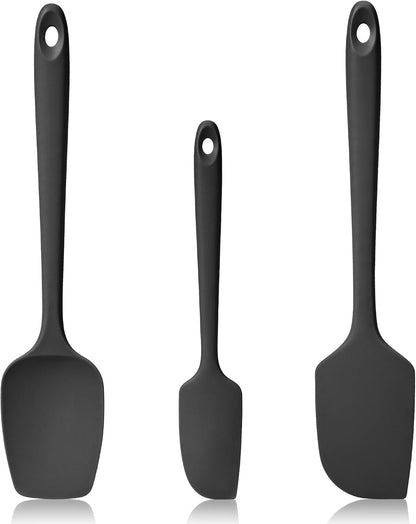 600ºF Heat Resistant Spatulas, High Heat Food Safe Semless Kitchen Silicone Scraper Set for Cooking Baking Mixing Scraping Stirring Nonstick Cookware Pan Bowl (4Pcs,Aqua Sky)