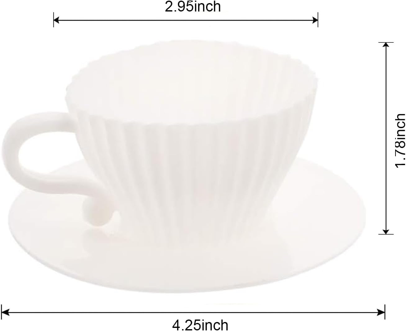Silicone Cupcake Liners, 16 Pcs Silicone Muffin Cups for Baking, Reusable Muffin Liners, Teacup Cupcake Baking Cups, 8 Cups & 8 Saucers, Pink