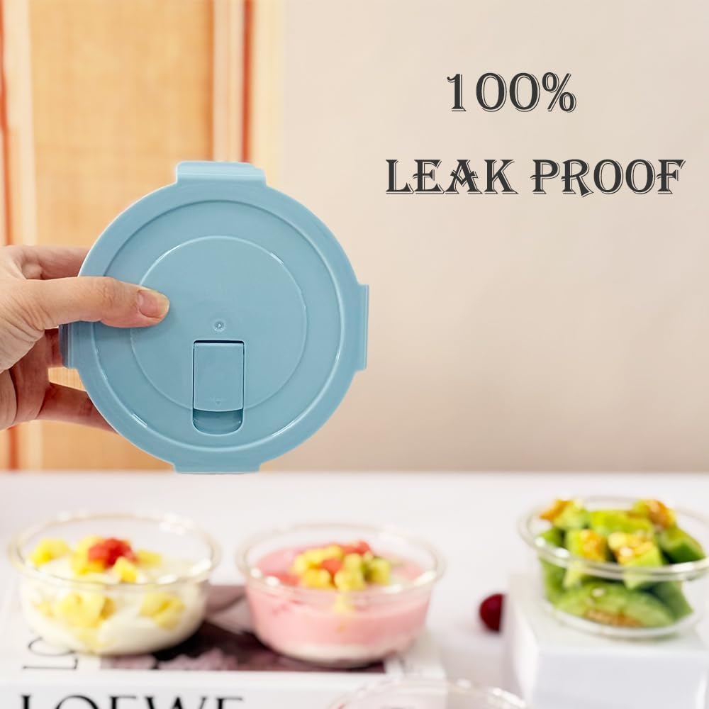 8 Pcs Square Glass Food Storage Container with Lids, 16OZ Square Glass Meal Prep Containers Set, 2 Cup glass Food Storage for Lunch Salad, Microwave, Oven, Freezer, Dishwasher Safe (4 Pack)