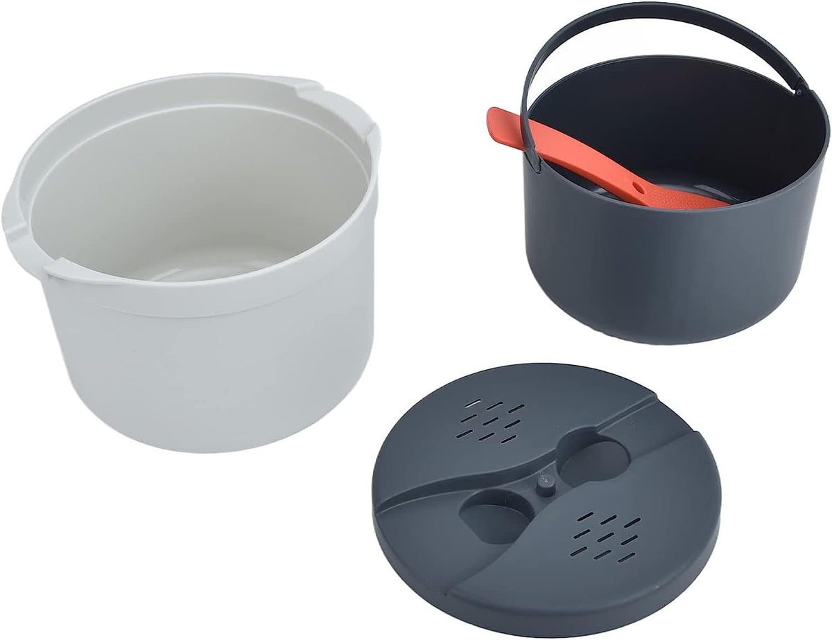 Microwave Rice Cooker Steamer, Microwave Pasta Cooker with Strainer, 2 L Microwave Cookware Set for Rice, Pasta, Vegetables, Quinoa, Oatmeal, Ramen Non stick (orange)