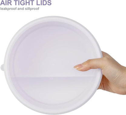 BoxedHome BPA Free Plastic Round Mixing Bowl with Lids, 12 Pack Nesting Bowls with Lids Set, Microwave and Dishwasher Safe Prep & Serving Bowls Great for Mixing, Baking, Serving (pinkish green, 12pcs)