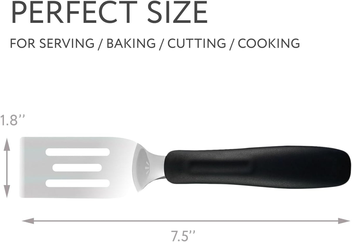 Small Spatula | Mini Stainless Steel Turner For Kitchen Use | Mini Metal Utensil For Cooking Brownie, Cookie, Lasagna and More | Pie Server Lifter | Cake & Pancakes Serving Spatulas