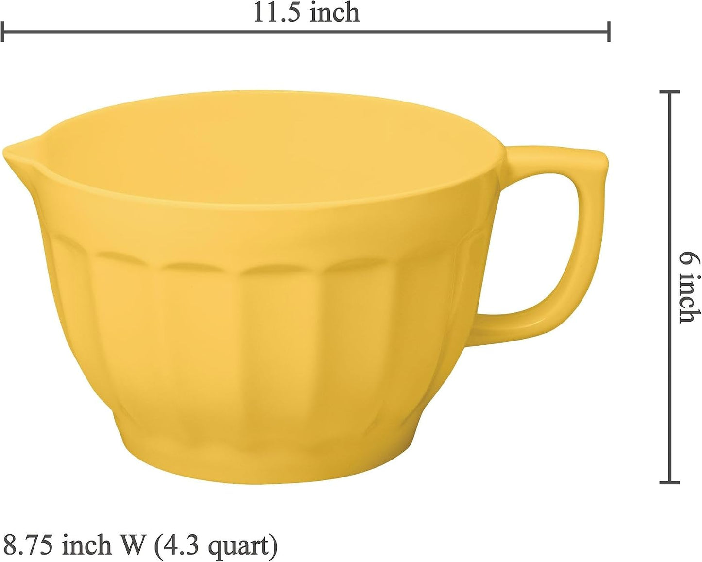 UP 4.3 Quart Latte Style Melamine Batter Bowl with Pour Spout and Handle, Professional Mixing Bowl with Non-Slip Base, Ideal for Pancake and Cake Batter, 11.5 x 8.75 Inch, Mint Blue