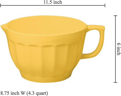 UP 4.3 Quart Latte Style Melamine Batter Bowl with Pour Spout and Handle, Professional Mixing Bowl with Non-Slip Base, Ideal for Pancake and Cake Batter, 11.5 x 8.75 Inch, Mint Blue