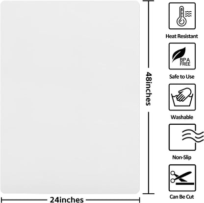Silicone Mat Heat Resistant Mats for Countertop, Large Silicone Mats for Crafts Kitchen Counter Workbench Table protector, Size 36x24 inches Thick 2mm,Rolled Package,Light Blue