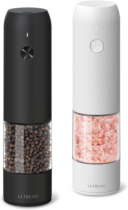 Ultrean Electric Salt and Pepper Grinder Set, Rechargeable,Matte Black