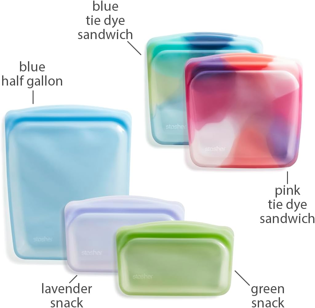 Stasher Premium Reusable Silicone Food Storage Bags, 2-Pack, Clear