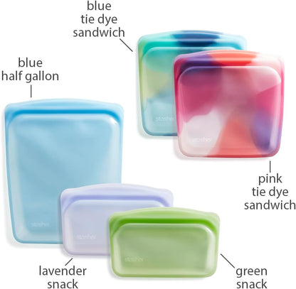 Stasher Premium Reusable Silicone Food Storage Bags, 2-Pack, Clear
