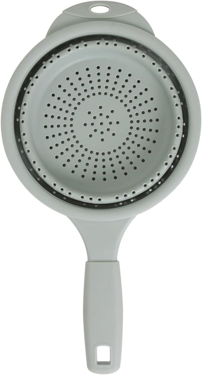 Dexas 10" Collapsible Silicone Colander in Cream, Kitchen Strainer with Handles, 15.1 Cup Capacity | BPA-Free, Heat-Resistant, Space-Saving Kitchen Tool