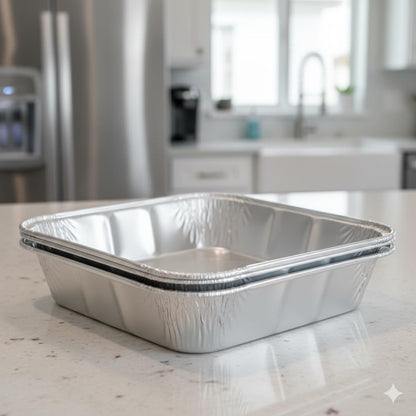 Pack of 30 Extra-Thick Disposable Aluminum Baking Pans | Standard Size 9” x 9” Recyclable Square Cooking Tins | Portable Food Containers | Superior Heat Conductivity | 2” High Walls to Prevent Spills