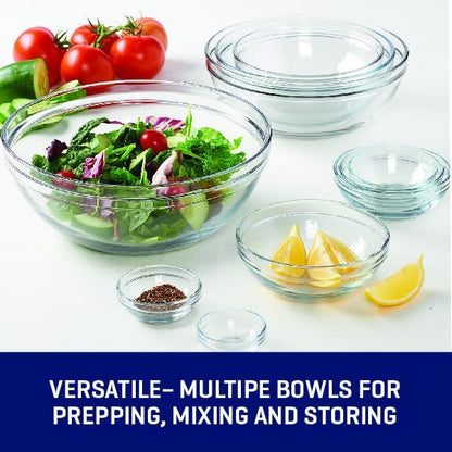 Anchor Hocking 10 Piece Mixing Bowl Set, Nesting Serving Bowls & Mixing Bowls (1 oz, 2 oz, 4 oz, 6 oz, 10 oz, 16 oz, 1 Qt, 1.5 Qt, 2.5 Qt, 3.5 Qt)