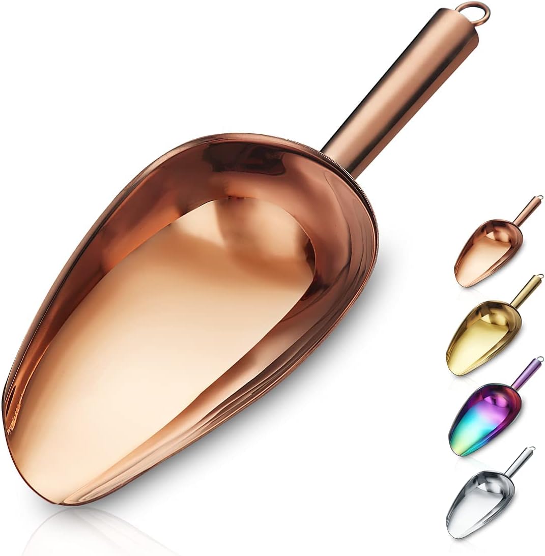 Berglander Stainless Steel Ice Scoop 6 OZ, Metal Ice Scooper For Ice Maker, Multipurpose For Candy Kitchen Bar Party Wedding Pet Animal Dog Food Scoop Beach Shovel (Silver)