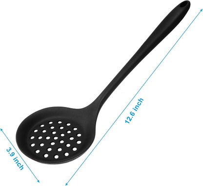 Hordion Silicone Slotted Spoon, Yellow Strainer Spoon Non Stick Skimmer