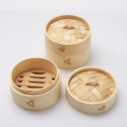 Bamboo Steamer Basket, 4" Two Tier