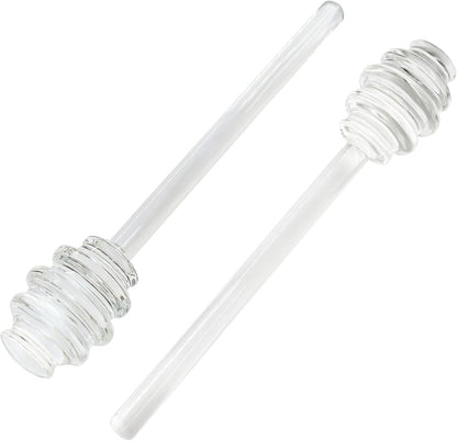 Glass Honey Dipper Stick, 6 Inch, Clear
