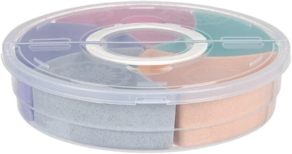 Circle Fruit Tray Separable Snacks Bowl Nut Food Candy Picnic Salad Storage Containers Plastic Platter Divided Serving Tray Portable 5 Compartments with Lid