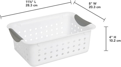 Sterilite 6-Pack Medium Ultra Basket, Open Top Plastic Storage Organizer, White - Classic Baskets for Organizing Countertops, Pantry Shelves, Kitchen Cabinets, Laundry Rooms or Home Offices