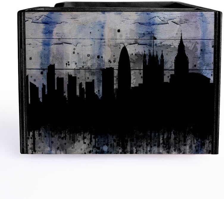 Wooden Utensil Holder Napkin Bar Caddy Parent (American Flag Black)