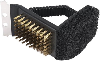 2 Pack Grill Brush and Scraper with Wire Bristles and Bristle-Free Scour 2 Side Brushes Handheld Short Handle Scrubber for Grill Grate Cleaner Cast Iron Charcoal Racks Grid BBQ Cooking Grates
