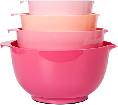 BoxedHome 4.5 Quart Large Plastic Mixing Bowls, Microwave Safe Mixing Bowl Set with Pour Spout, Nesting Bowls for Space Saving Storage(Violet Blue)