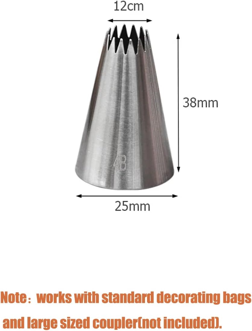 4B Piping Tip Set, Open Star Frosting Tips for Cake Decorating, 3 Pcs