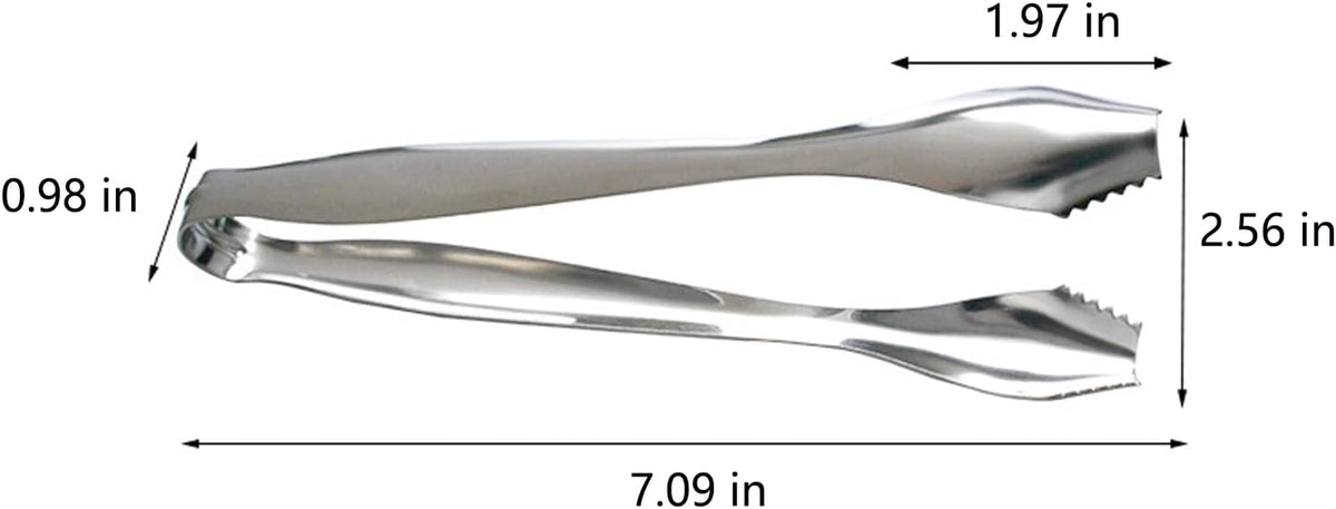 Ice Tongs for Bar Bucket Silver Cube Tongs Small Solid Copper Press Steel Ice Gripper Ideal for Ice Balls Sugar Cubes 7Inch Stainless Steel Tongs for Cocktail Kitchen Use