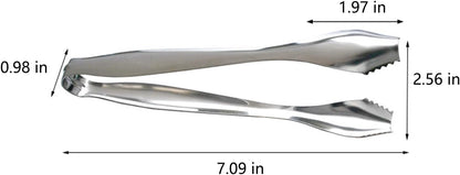 Ice Tongs for Bar Bucket Silver Cube Tongs Small Solid Copper Press Steel Ice Gripper Ideal for Ice Balls Sugar Cubes 7Inch Stainless Steel Tongs for Cocktail Kitchen Use