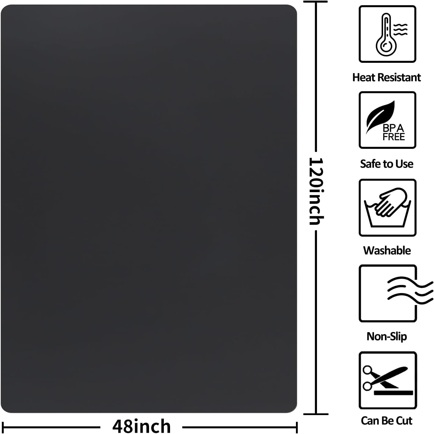 Silicone Mat Heat Resistant Mats for Countertop, Large Silicone Mats for Crafts Kitchen Counter Workbench Table protector, Size 36x24 inches Thick 2mm,Rolled Package,Light Blue