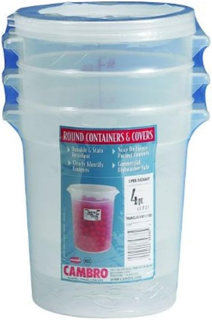 Cambro 1-Quart Round Food-Storage Container with Lid, Set of 3