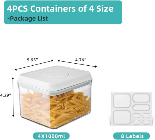 Ankou Food Storage Container Sets, 2.8 Qt *2+ 4.2 Qt *4 Airtight Canisters with Lids and 130ml Scoop, BPA-Free Plastic Pantry Containers for Flour, Sugar, Rice