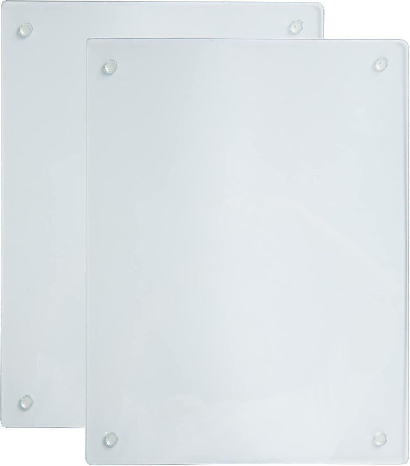 Murrey Home Glass Cutting Board Set for Kitchen Counter, Tempered Glass Chopping Boards Dishwasher Safe, Small Clear Countertop Tray, 16"x12"x2PC