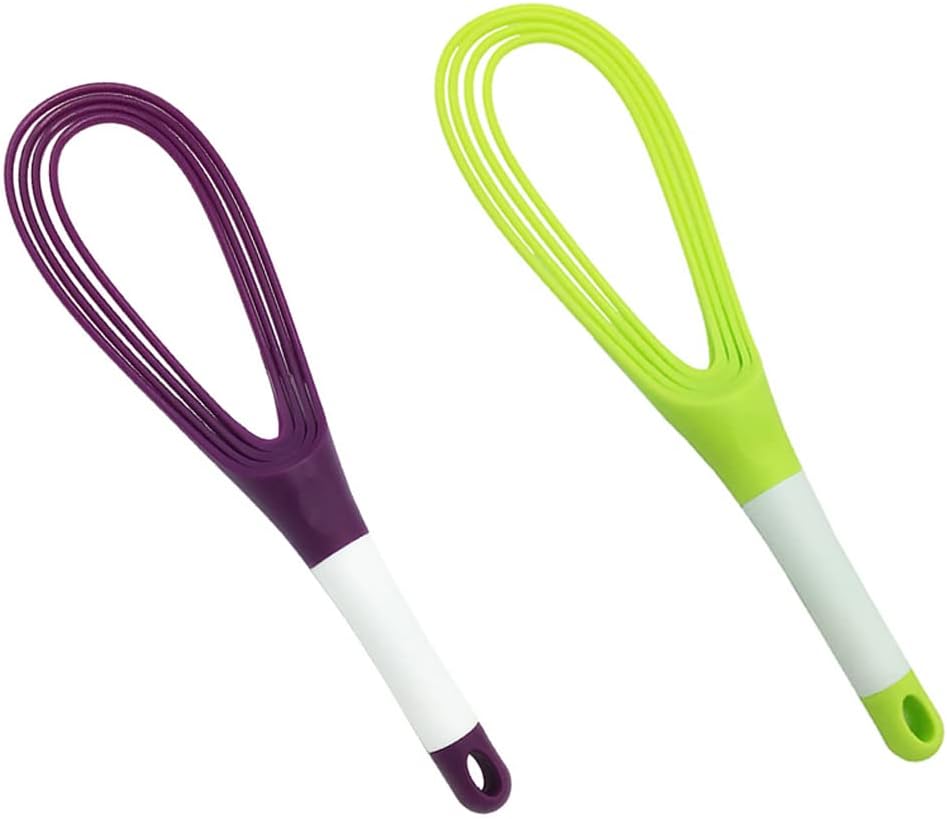 Kitchen Twist Whisk, 29CM Plastic Flat Balloon Whisk Thick Wire Egg Frother Beater Non Stick Cookware For Cooking Blending Whisking Stirring, Purple
