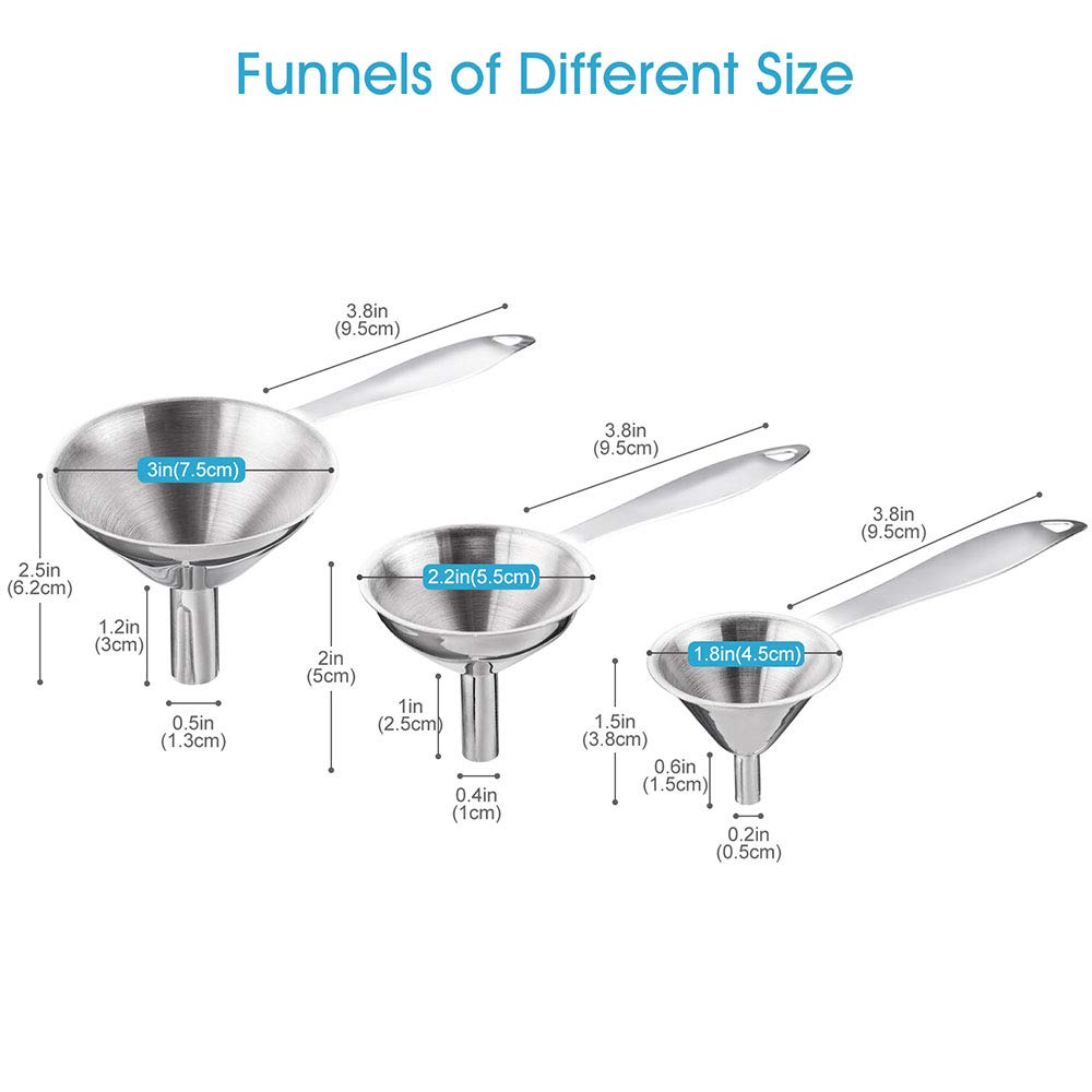 2pcs Canning Funnels for Filling Mason Jars with Strainer, Food Grade Stainless Steel Funnels for Kitchen Use, Metal Wide Mouth Funnel for Mason Jar